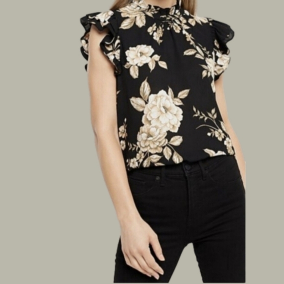Express Tops - Express Floral Flutter Sleeve Blouse Size XL (NWT)
